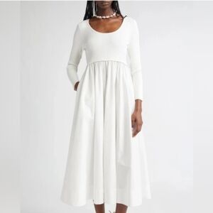 Elegant White Long-Sleeve Midi Dress  US SIZE - 4 / AU - 1